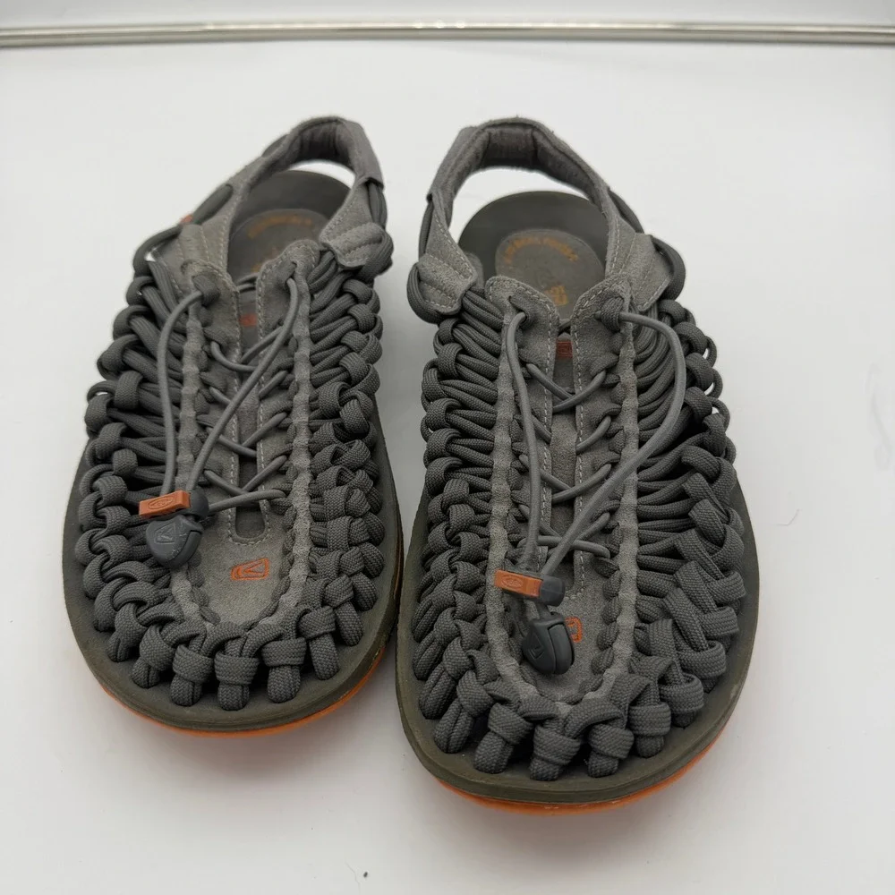 Keen Uneek Grey Orange Cord Sandals Mens 10 1018601 Outdoor Water Shoes